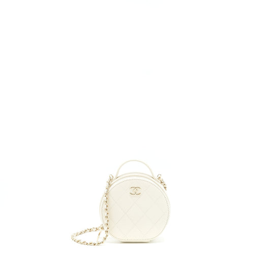 Chanel Caviar LGHW White Clutch Bag