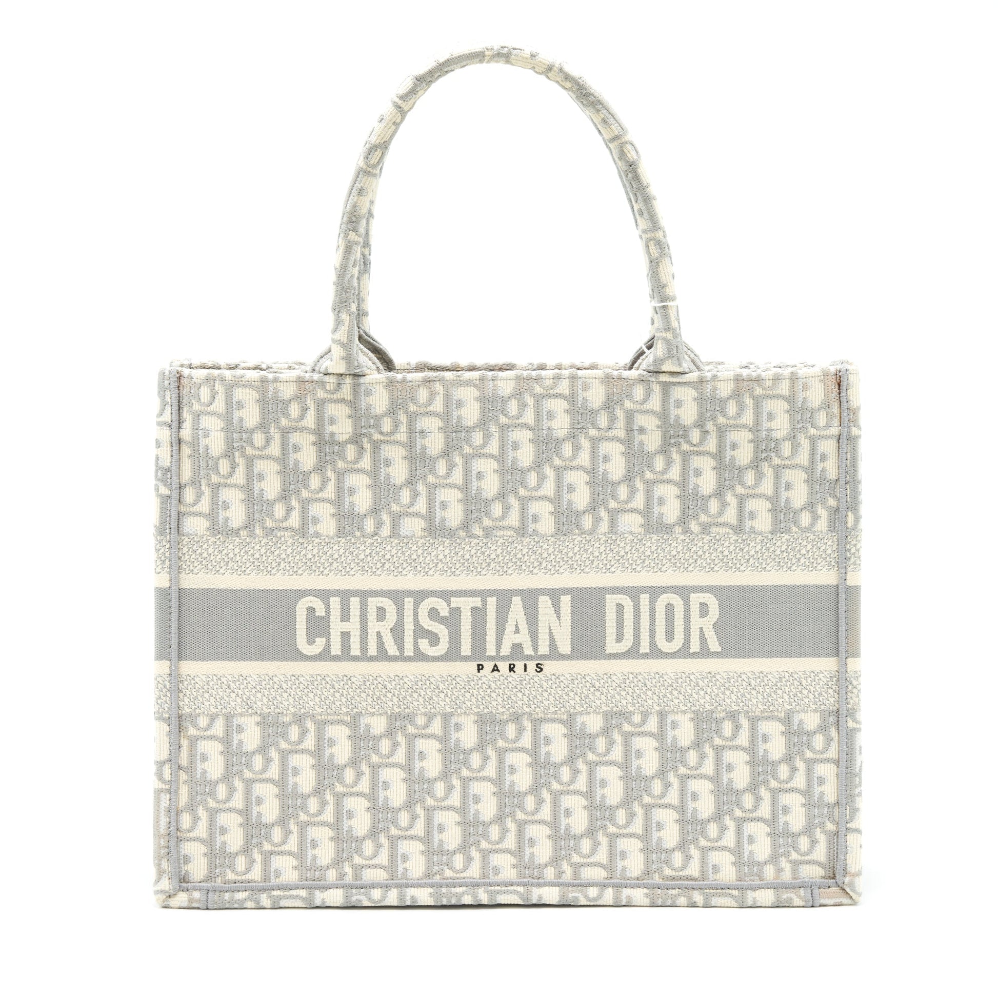 Dior Book Tote Grey Oblique Embroidery Handbag Medium Tote Bag