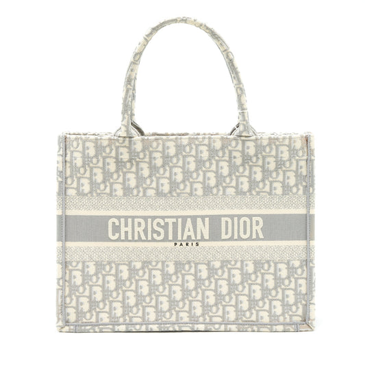 Dior Book Tote Grey Oblique Embroidery Handbag Medium Tote Bag