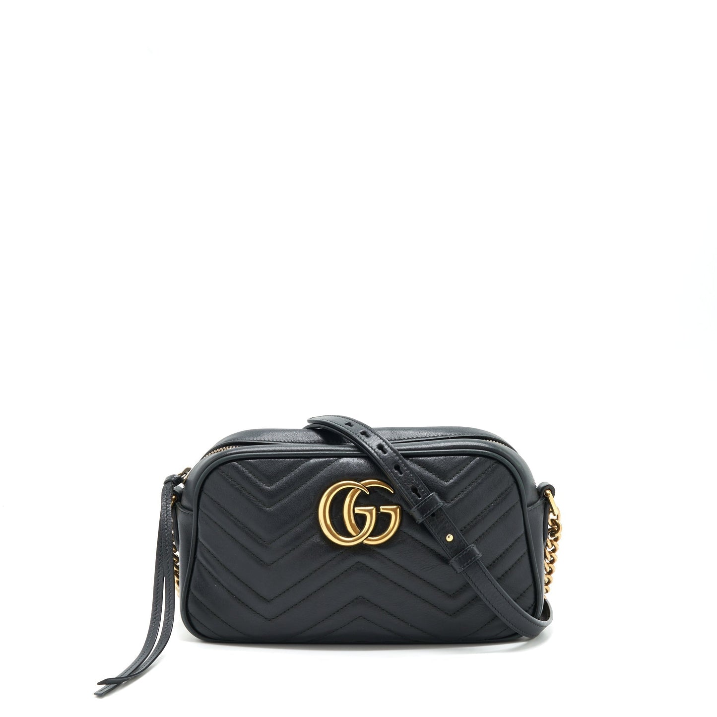 Gucci Marmont Shoulder Bag Matelasse Black Black Ghw