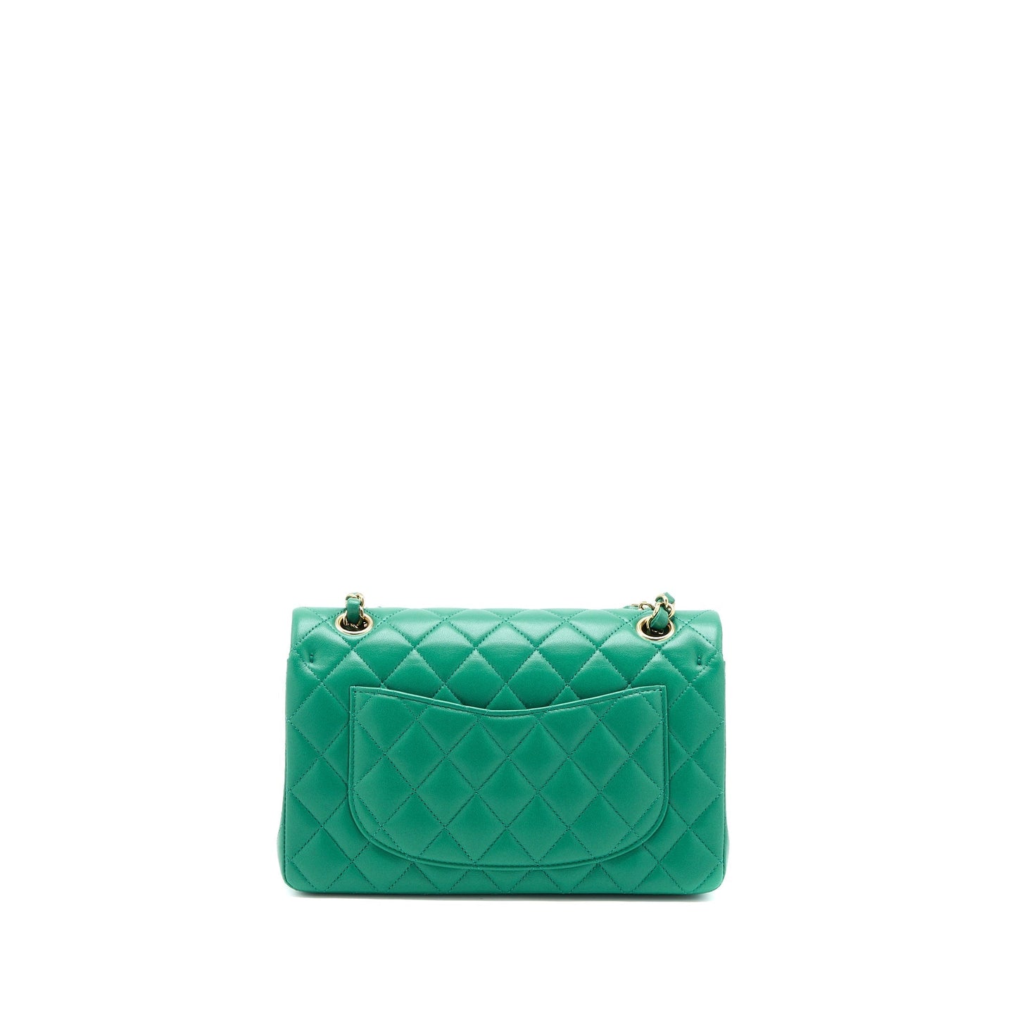 Chanel Classic Double Flap Lambskin LGHW Microchip Green Small Shoulder Bag