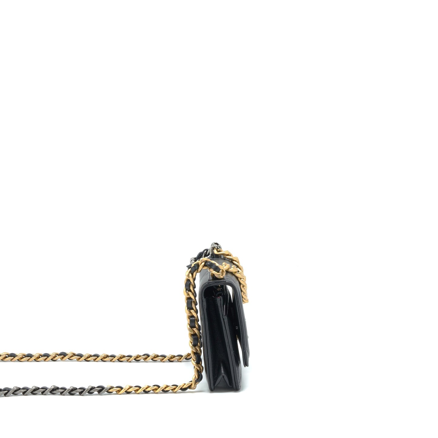 Chanel 19 On Lambskin Hardware Microchip Multicolour Black Wallet Case