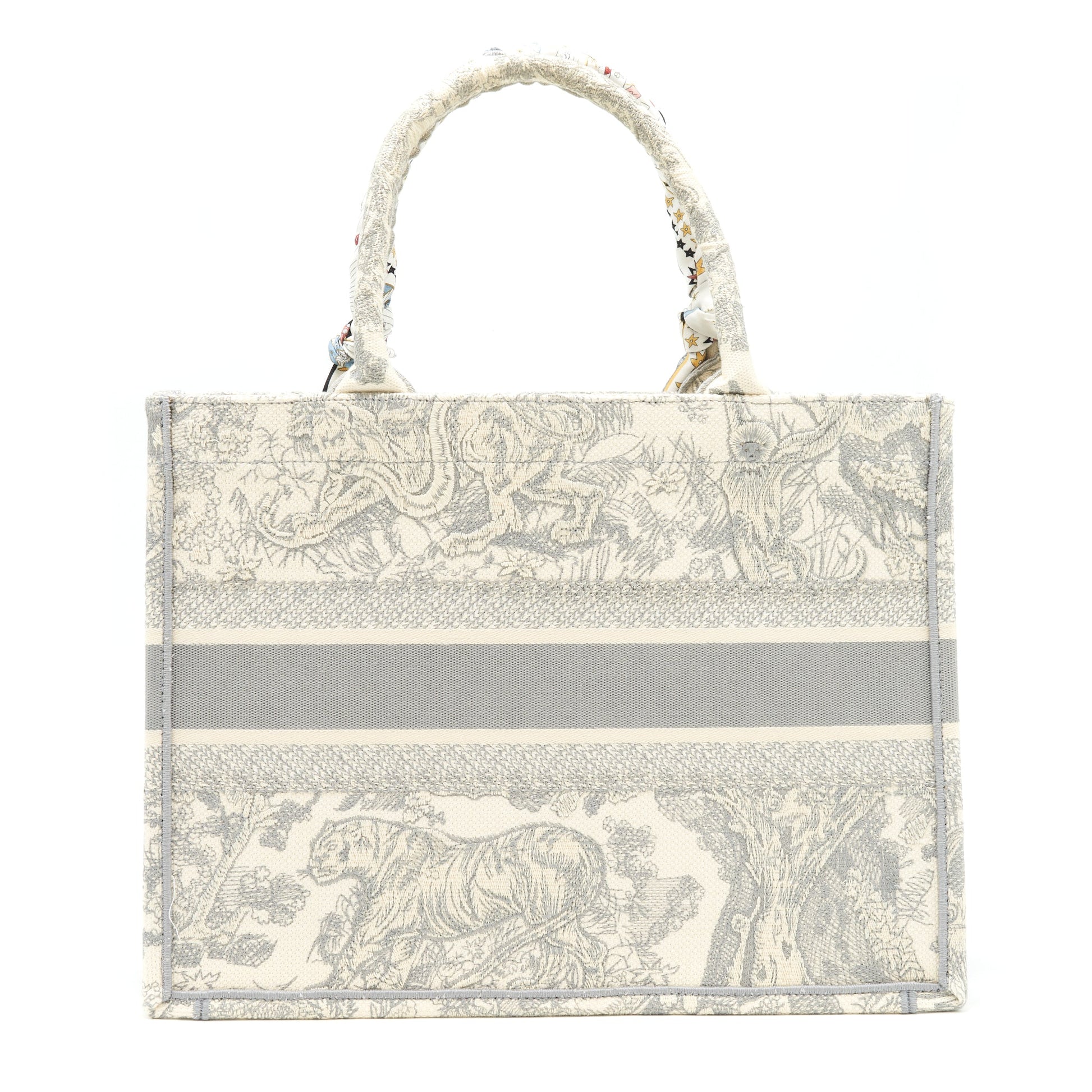Dior Book Tote Gray Toile De Jouy Embroidery Small Tote Bag
