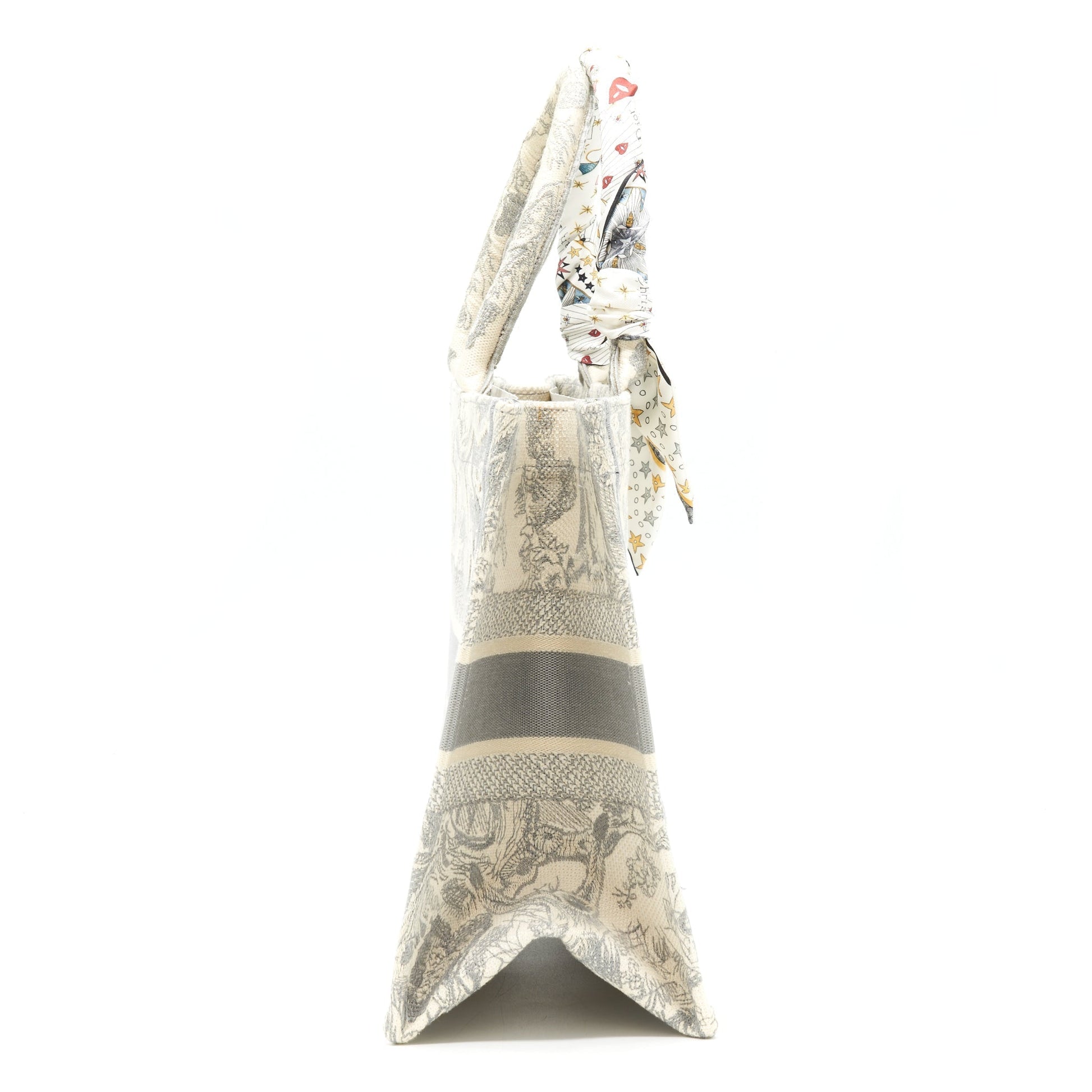 Dior Book Tote Gray Toile De Jouy Embroidery Small Tote Bag