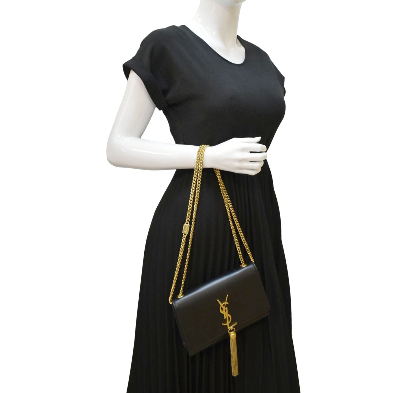 YSL Saint Laurent Yves Kate Tassel Crossbody Bag Leather Black Laurent Kate Tassel