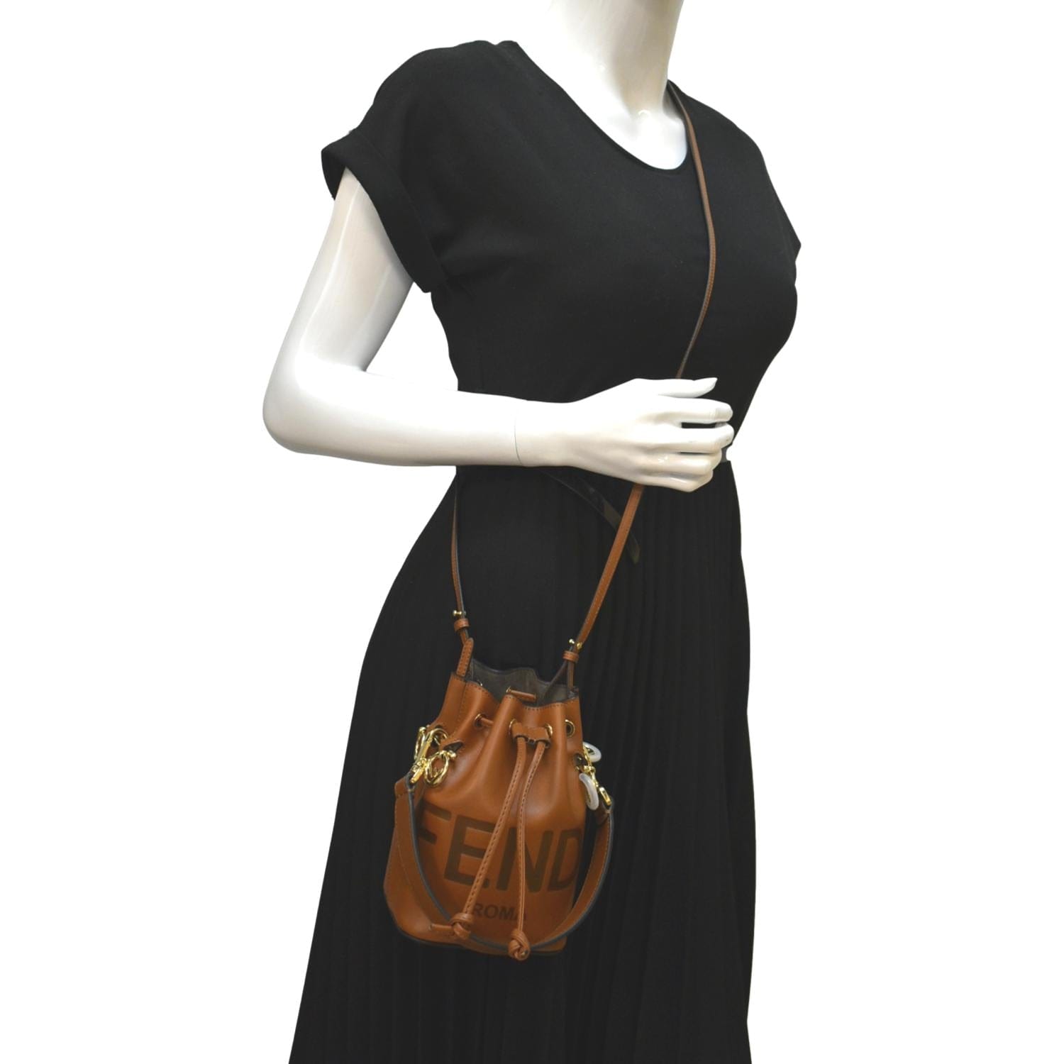 Fendi Mon Tresor Crossbody Bag Leather Brown Bucket