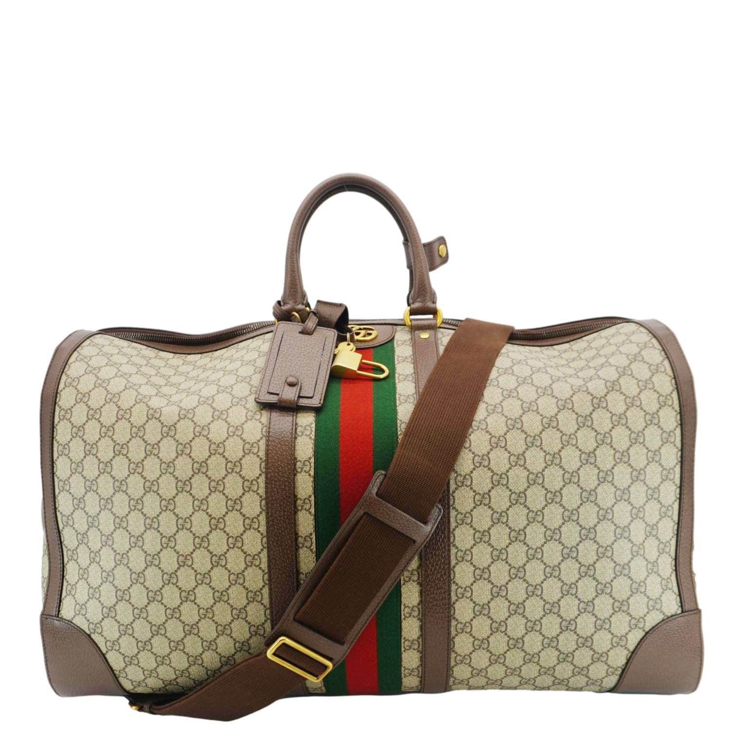 Gucci Savoy Web Maxi Supreme Duffle Bag Canvas Beige Travel Bag