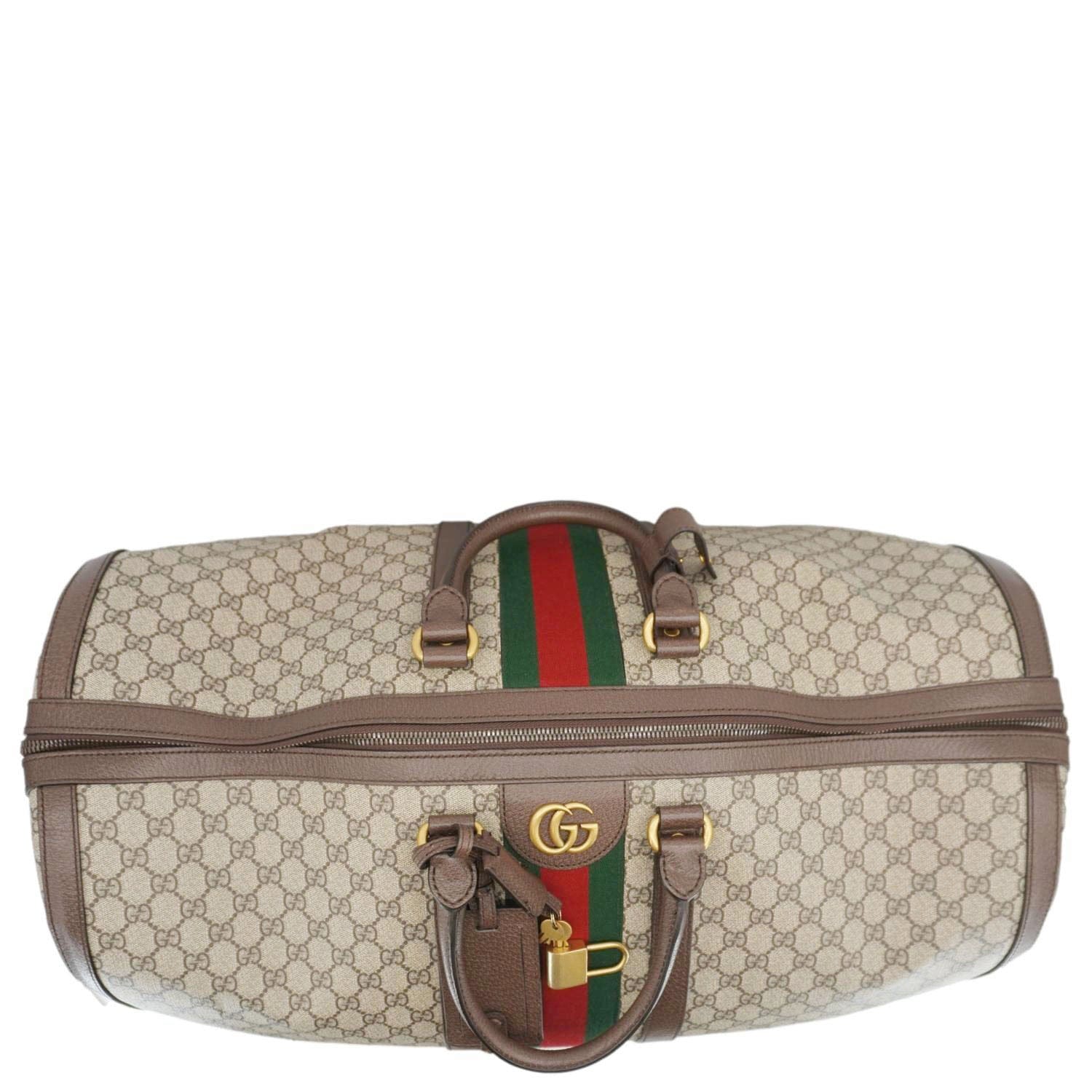 Gucci Savoy Web Maxi Supreme Duffle Bag Canvas Beige Travel Bag