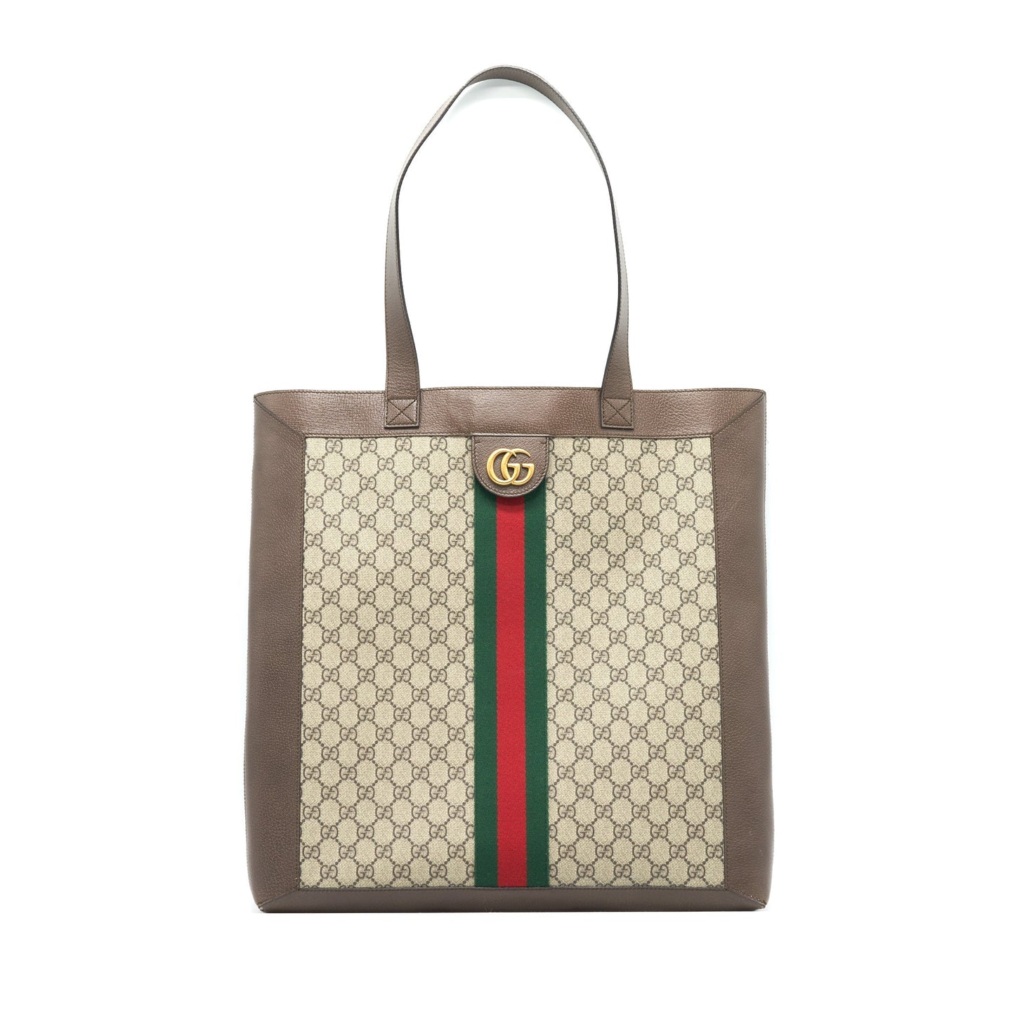 Gucci Ophidia Trimmed Printed Coated Tote Leather Canvas Tote Bag