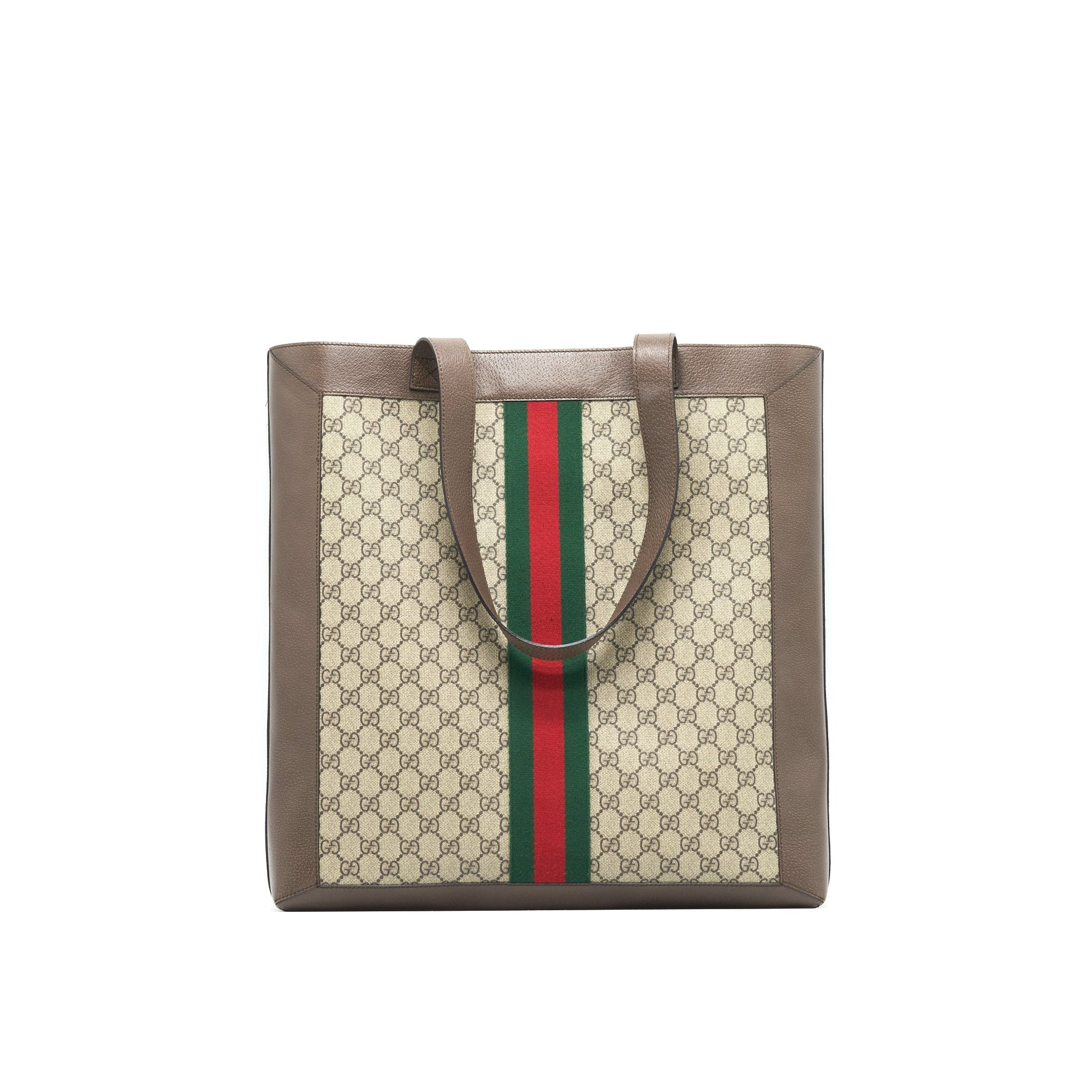 Gucci Ophidia Trimmed Printed Coated Tote Leather Canvas Tote Bag
