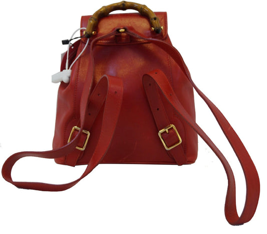 Gucci Bamboo Backpack Bag Leather Red