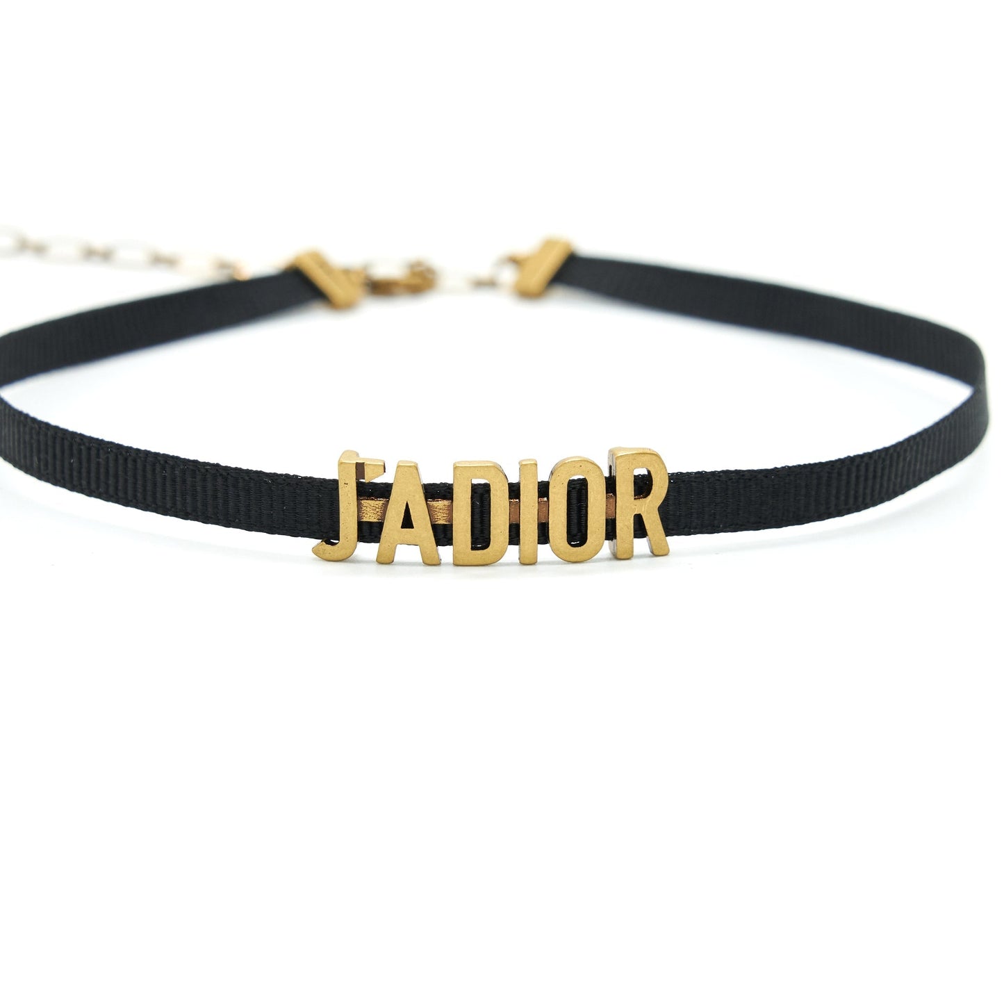 Dior JâA Choker Antique Finish Metal And Grosgrain Black Gold Travel Bag
