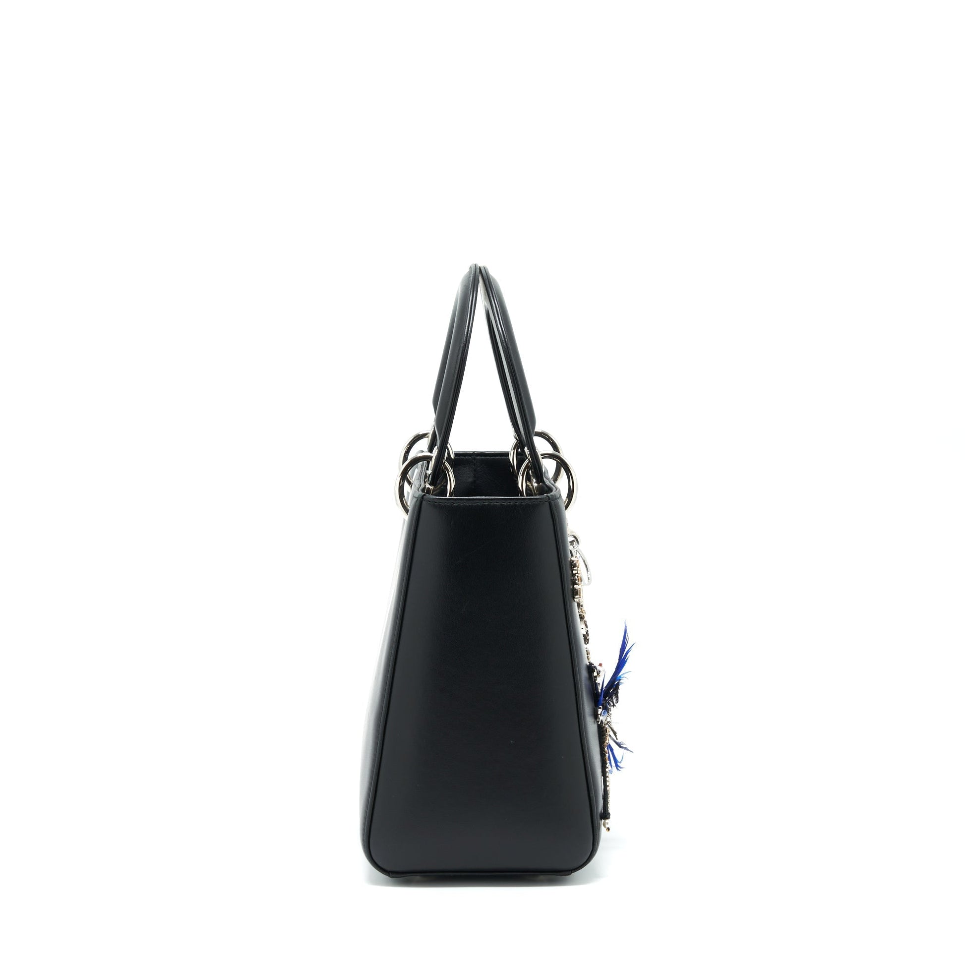Dior Lady Limited Edition Lambskin Multicolor Handbag Black Medium Travel Bag