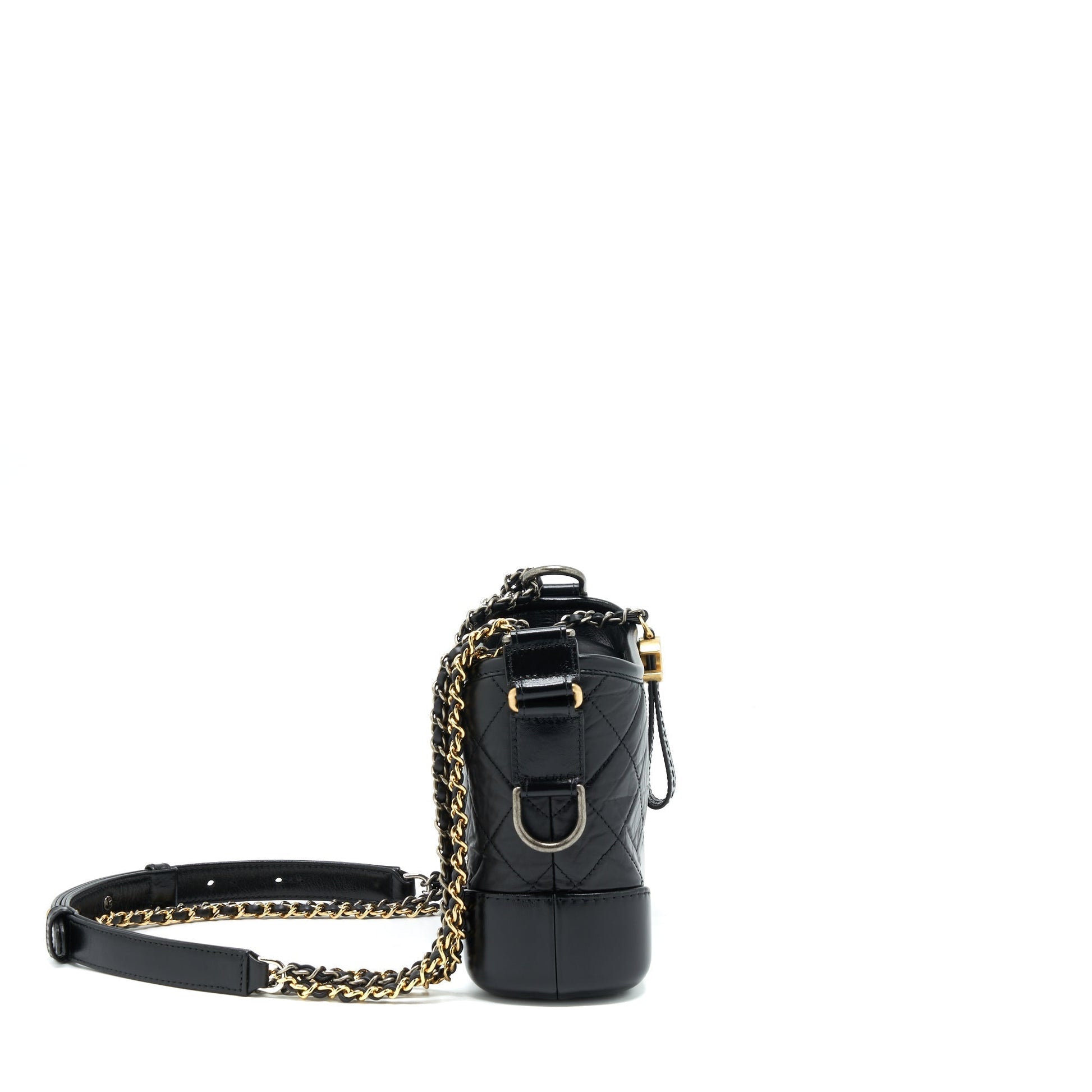 Chanel Gabrielle Hobo Calfskin Hardware Multicolour Black Small Shoulder Bag