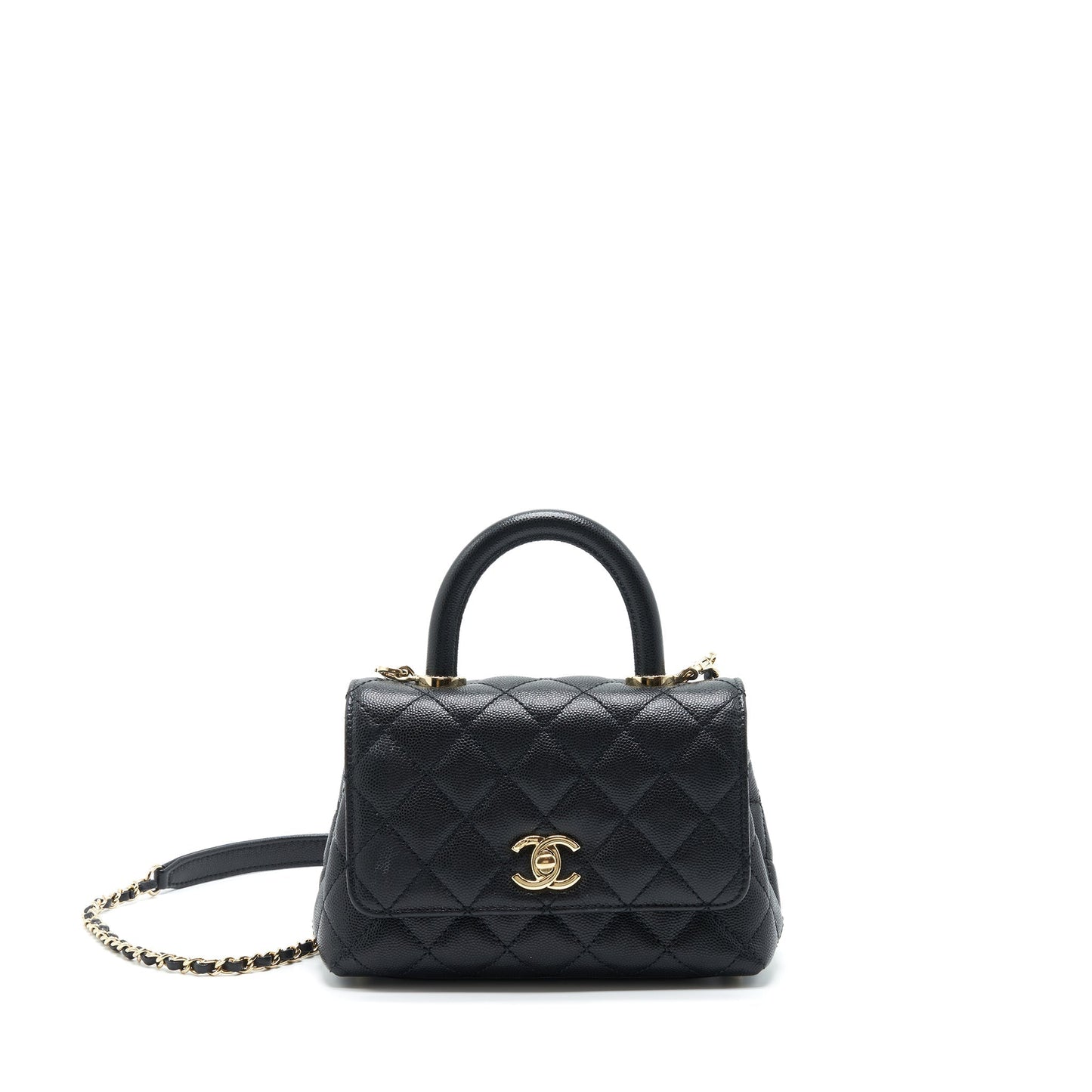 Chanel Coco Handle 20cm Caviar LGHW Microchip Black Mini Bag