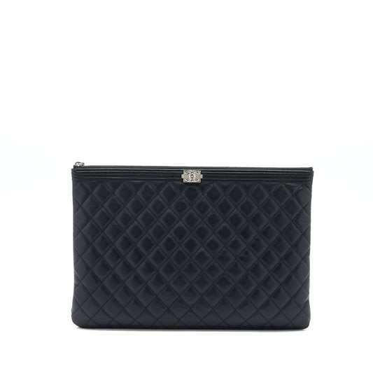 Chanel Boy Lambskin SHW Black Clutch Bag