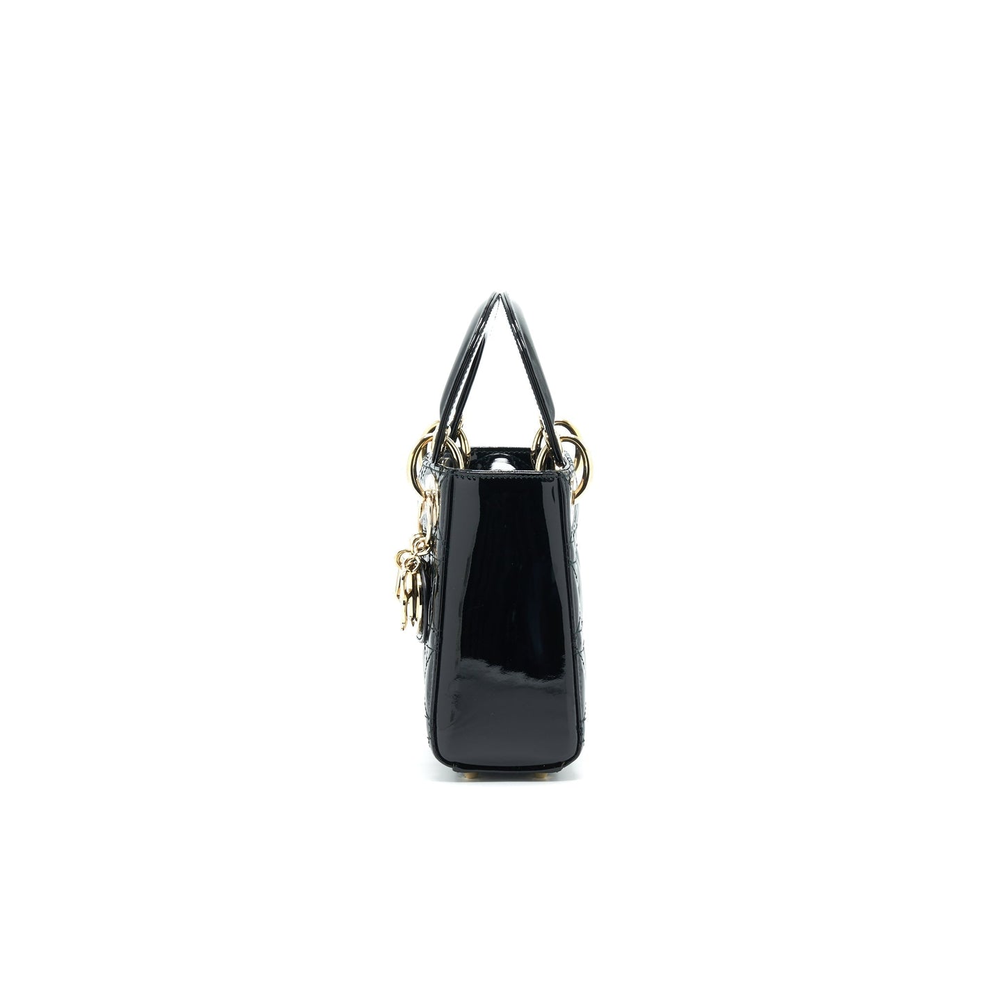 Dior Lady Patent With Handbag Leather Black Travel Bag