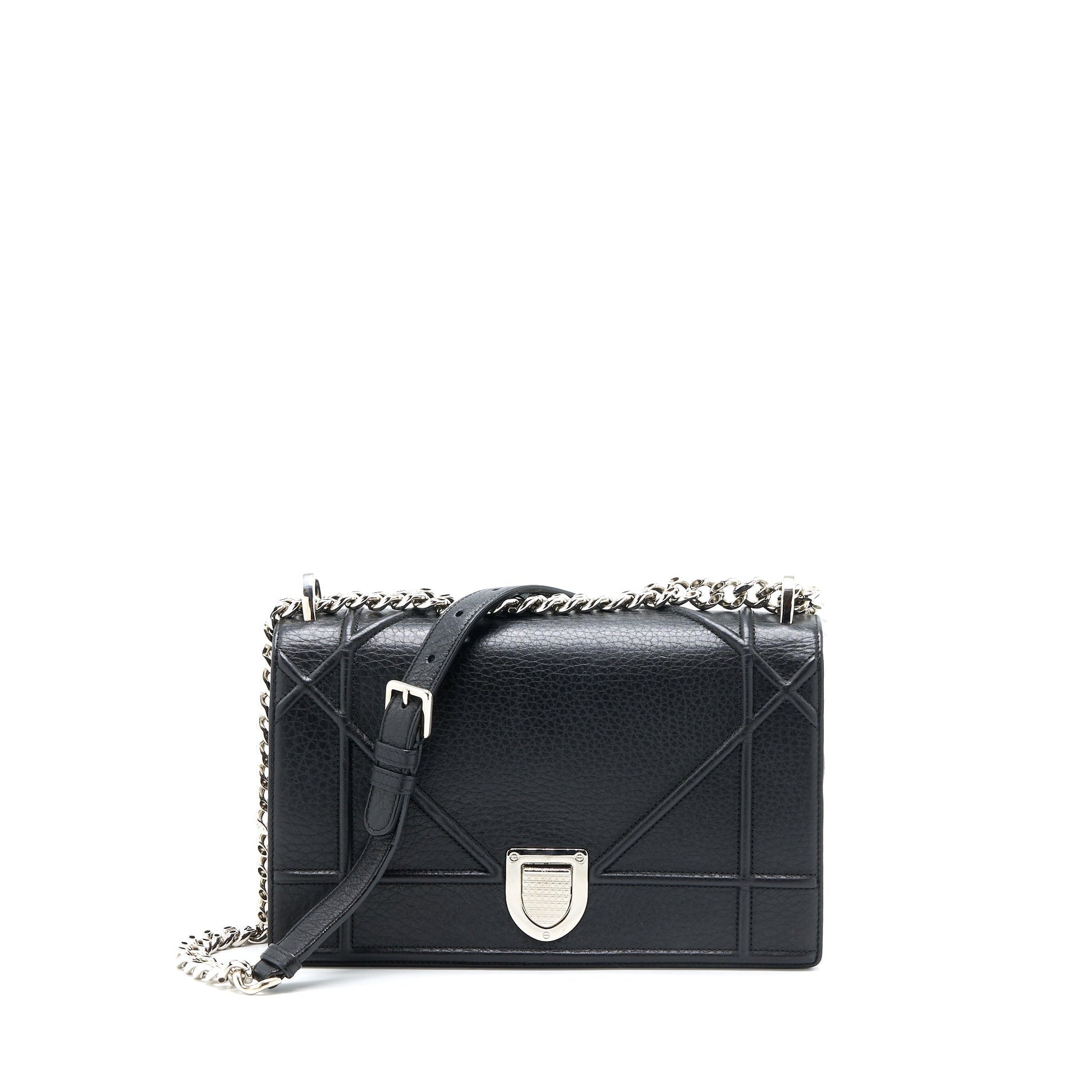 Dior ama Calfskin Handbag Black Medium Travel Bag