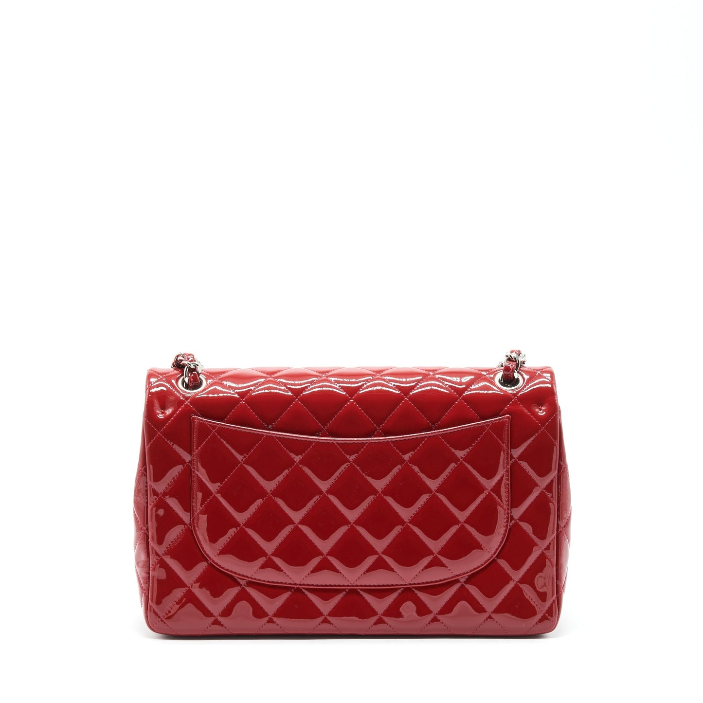 Chanel Jumbo Classic Flap Patent SHW Red Shoulder Bag