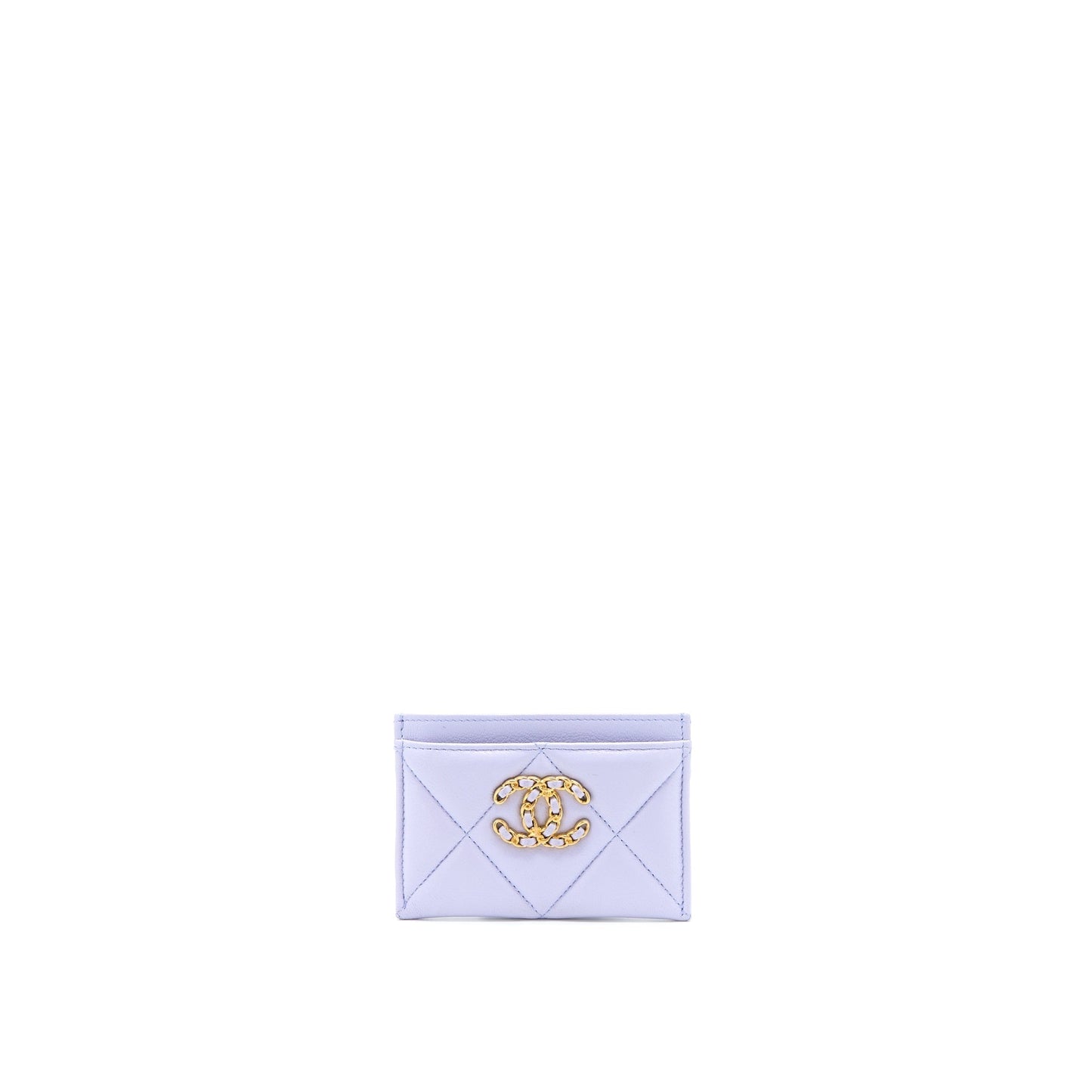 Chanel 19 Card Holder Lambskin Light Purple Wallet Case