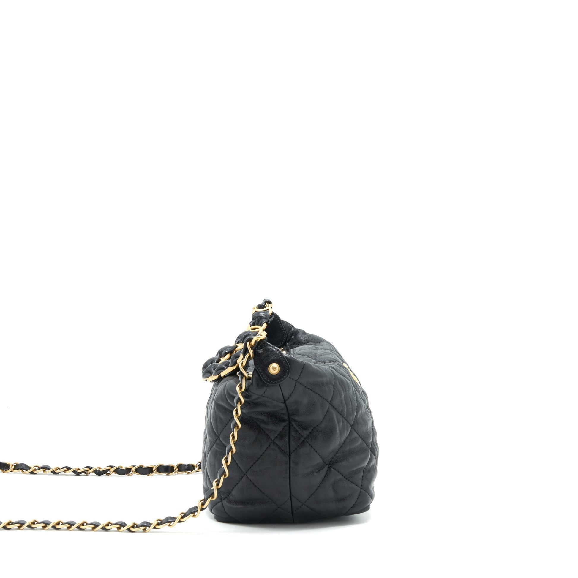 Chanel Hobo Lambskin GHW Black Crossbody Bag