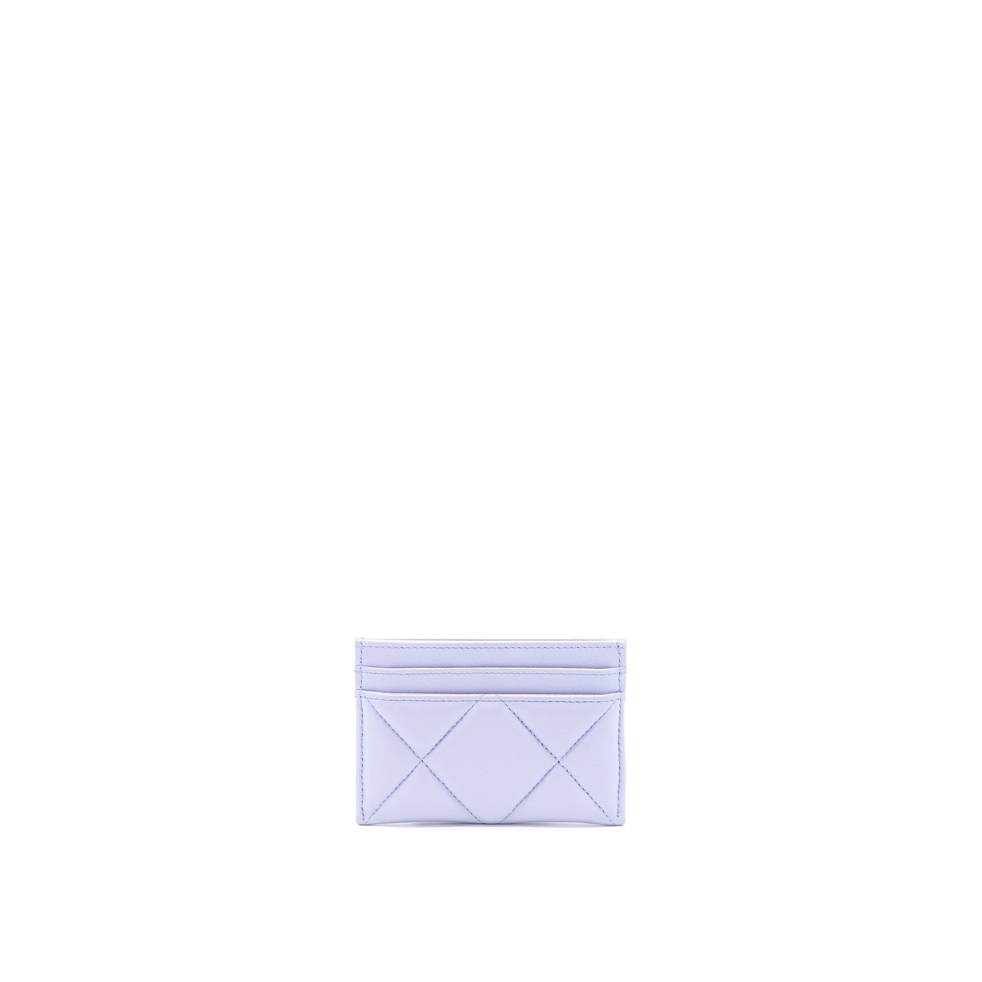 Chanel 19 Card Holder Lambskin Light Purple Wallet Case