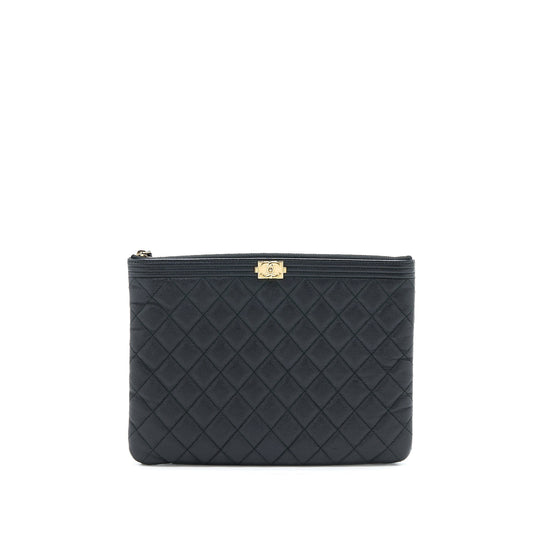Chanel Boy Caviar GHW Black Clutch Bag