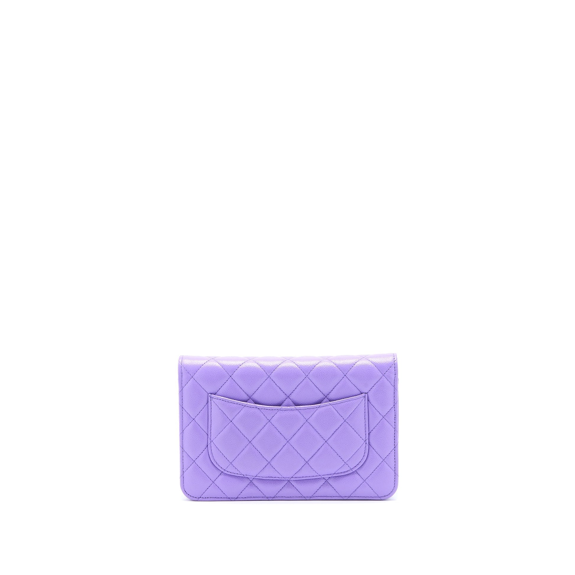 Chanel Classic On Caviar Purple LGHW Wallet Case