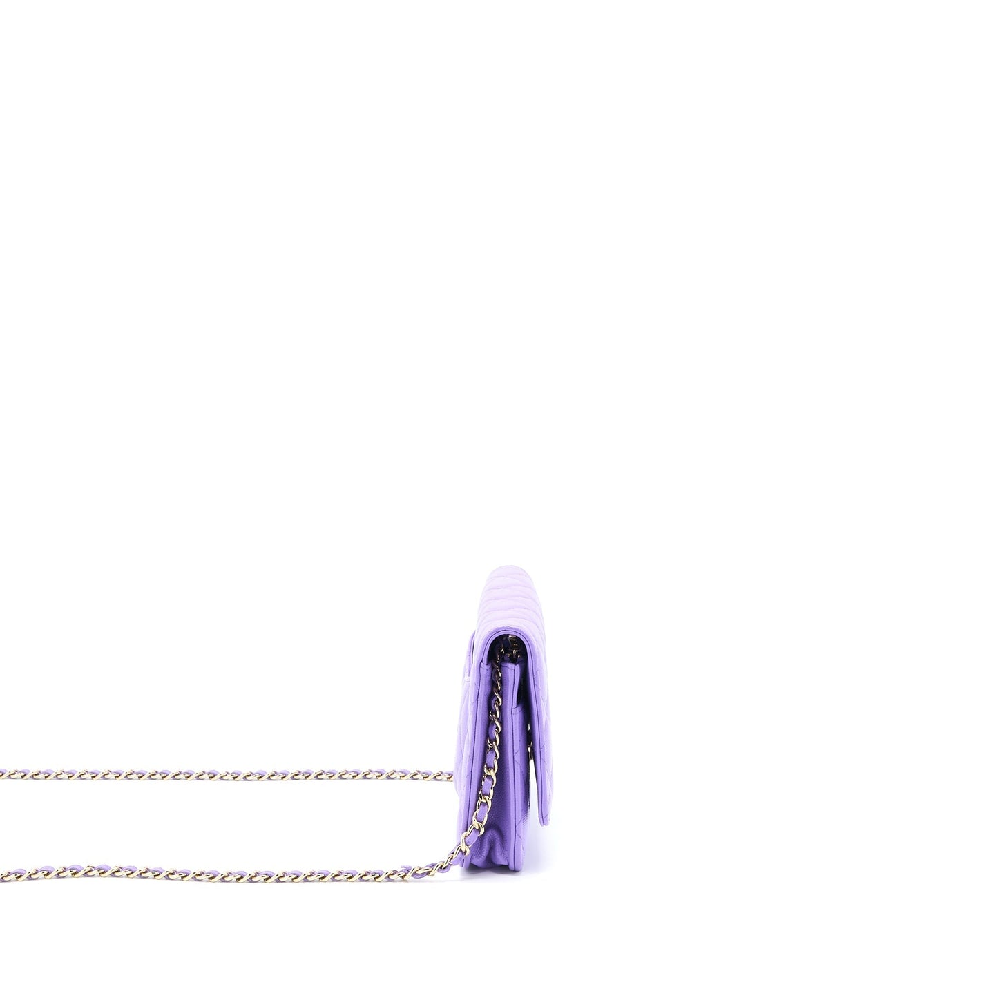 Chanel Classic On Caviar Purple LGHW Wallet Case