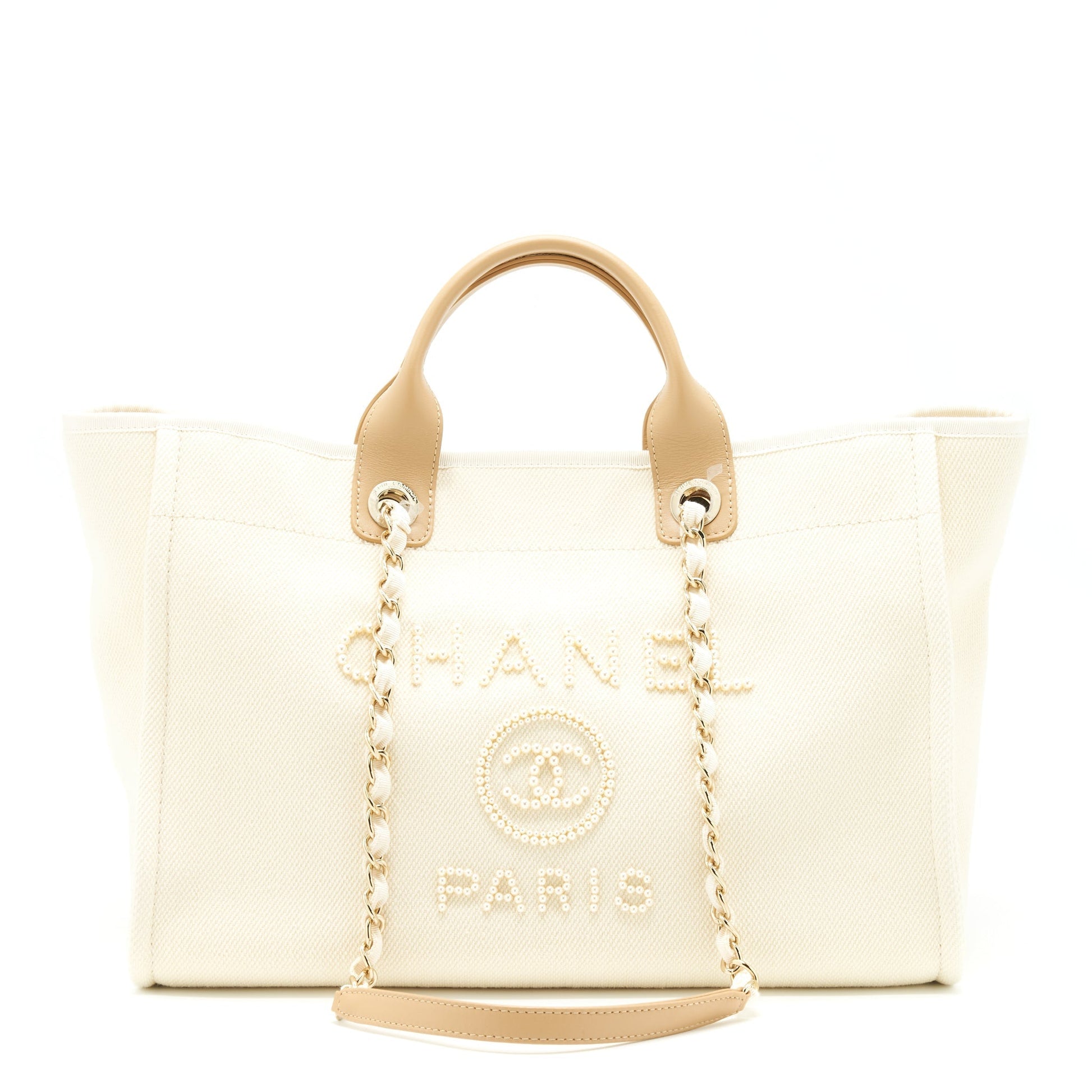 Chanel Deauville Light LGHW Beige Canvas Tote Bag