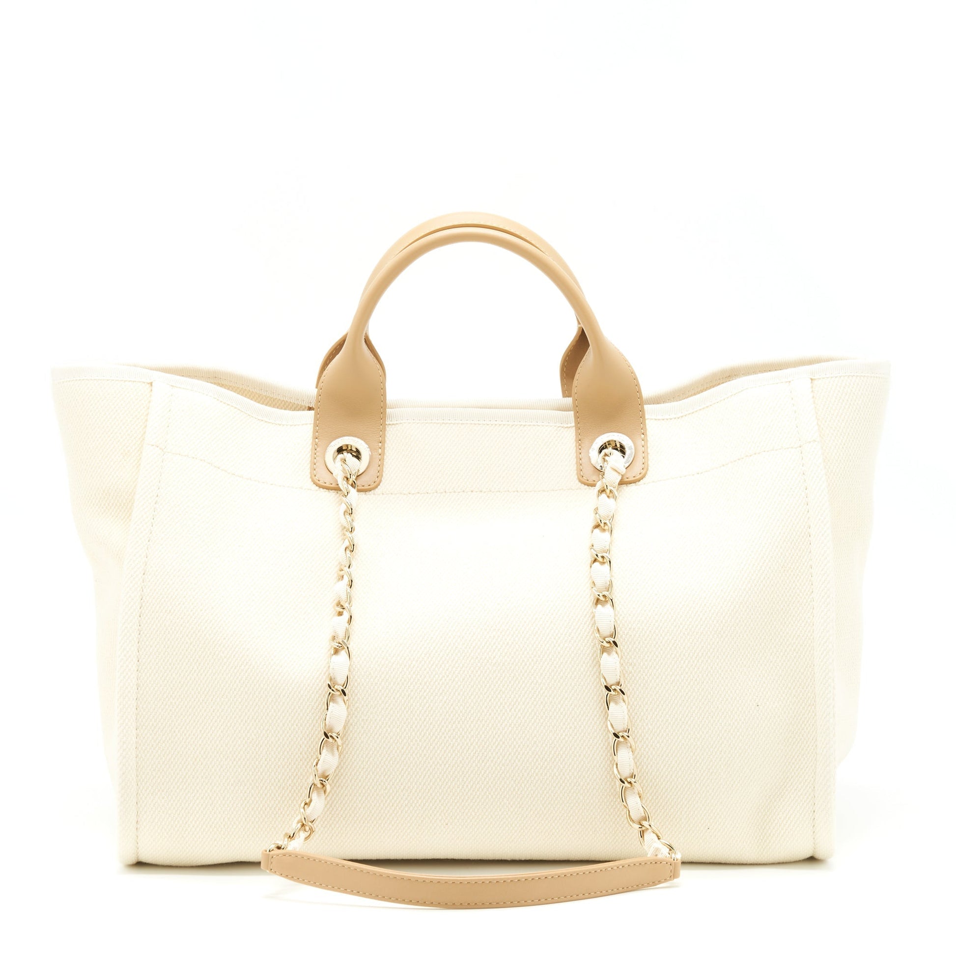 Chanel Deauville Light LGHW Beige Canvas Tote Bag