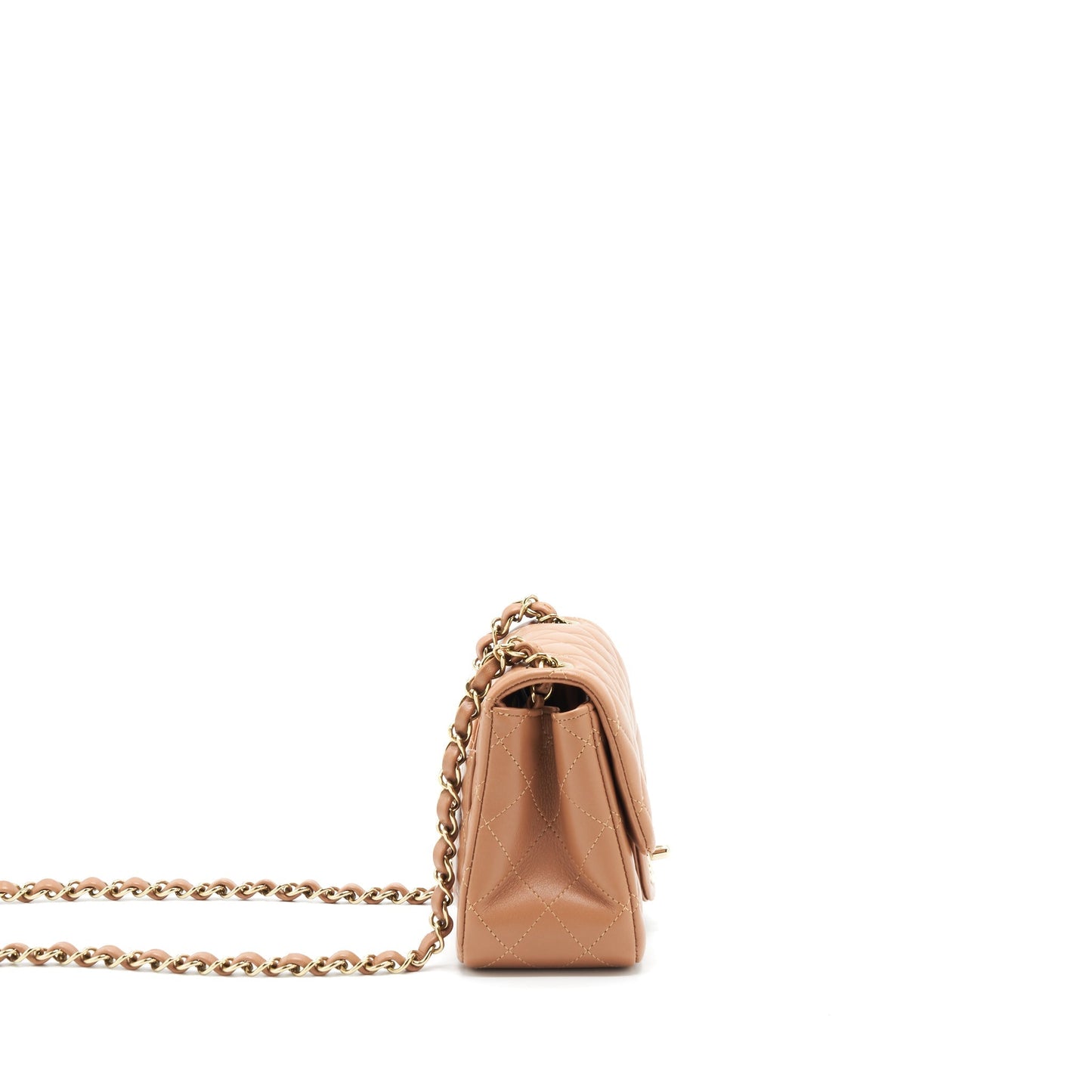 Chanel 22S Square Flap Lambskin Caramel LGHW Shoulder Bag