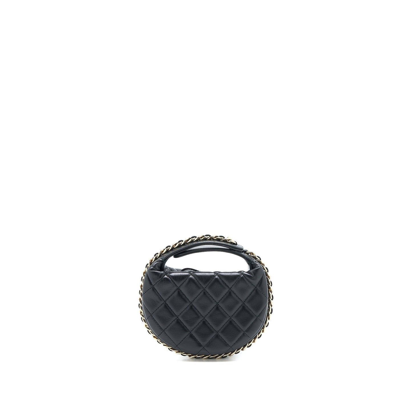 Chanel 23C Round Lambskin LGHW Microchip Black Clutch Bag