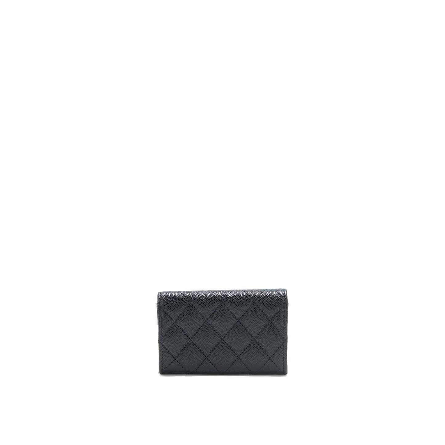 Chanel 23P Detail CC Logo Flap Card Black Wallet Case