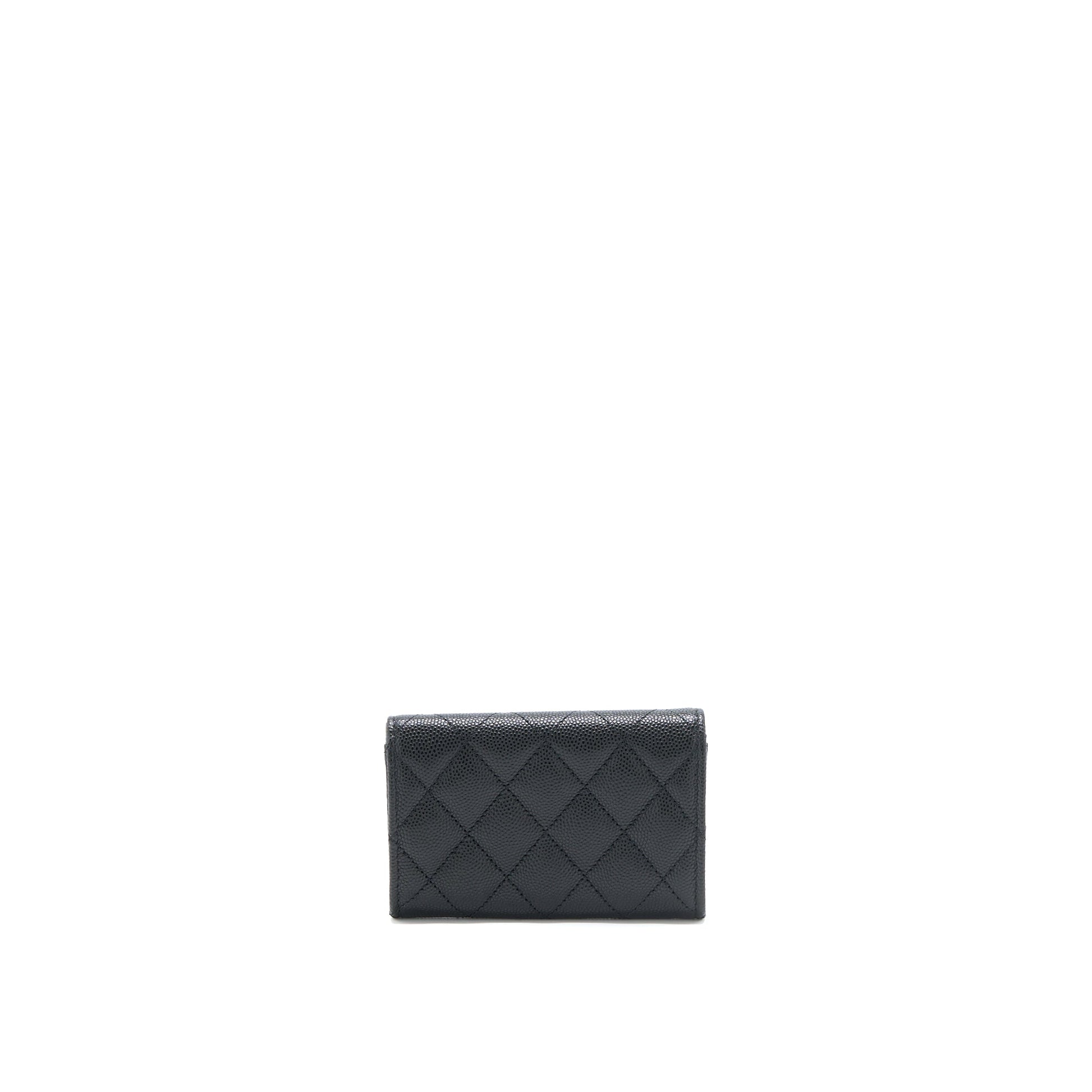 Chanel 23P Detail CC Logo Flap Card Black Wallet Case