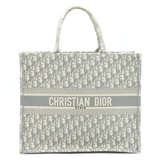 Dior Book Tote Grey Oblique Embroidery Handbag Large Tote Bag