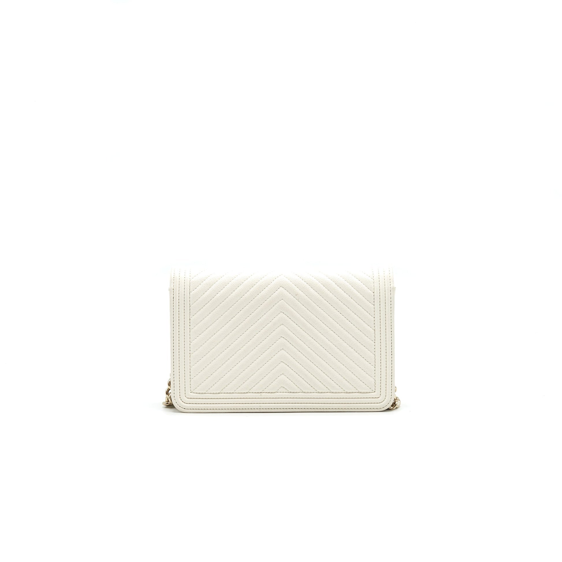 Chanel Chevron Caviar on LGHW Ivory Wallet Case