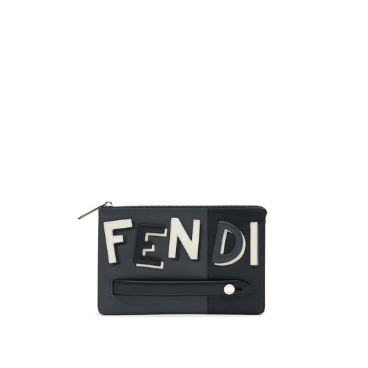 Fendi 3D Pouch Initial Handbag Leather Travel Bag