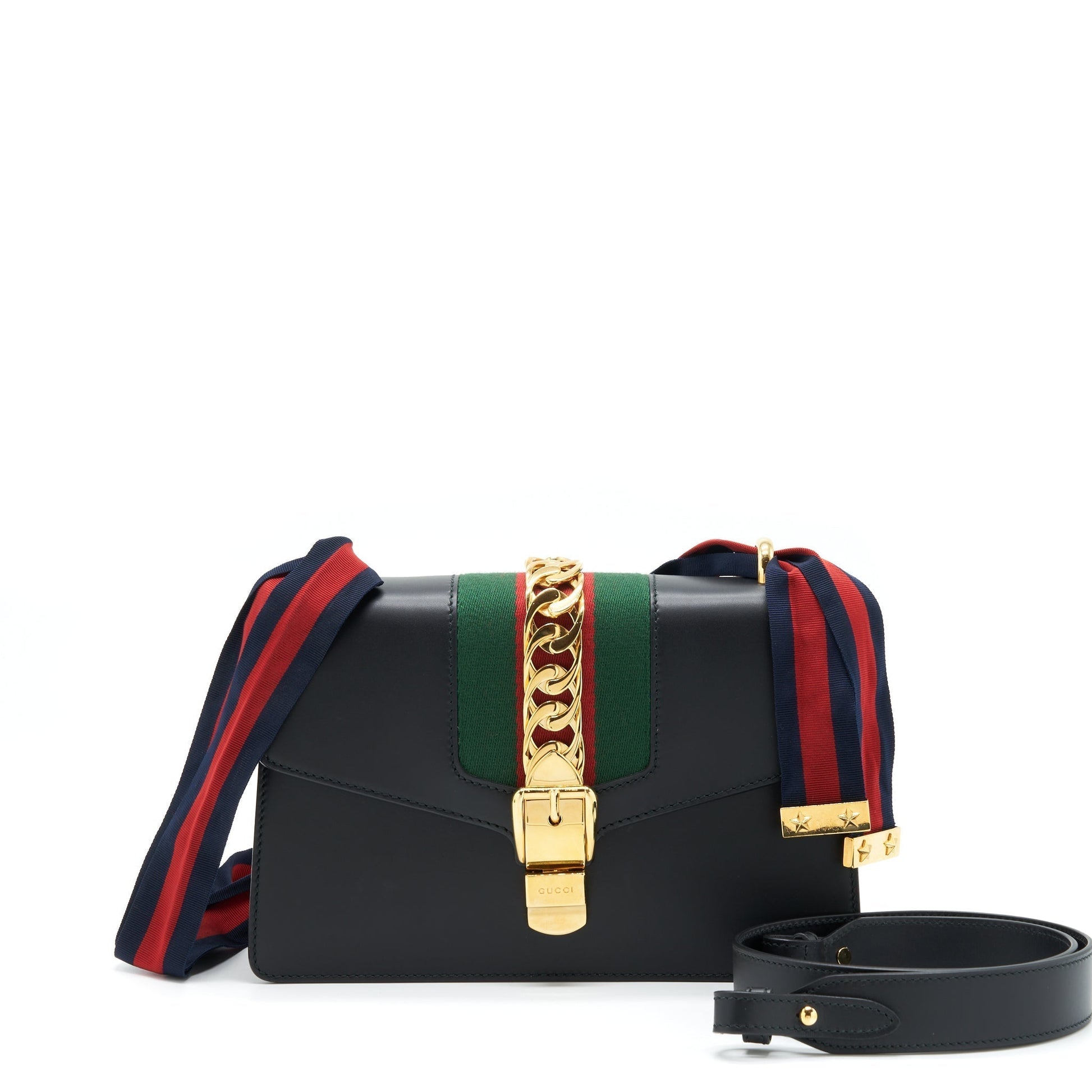 Gucci Sylvie Shoulder Bag Black Small Black Ghw