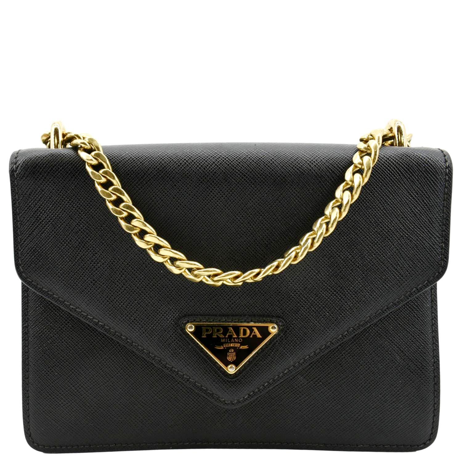 Flip Lock Saffiano Crossbody Bag Leather Black
