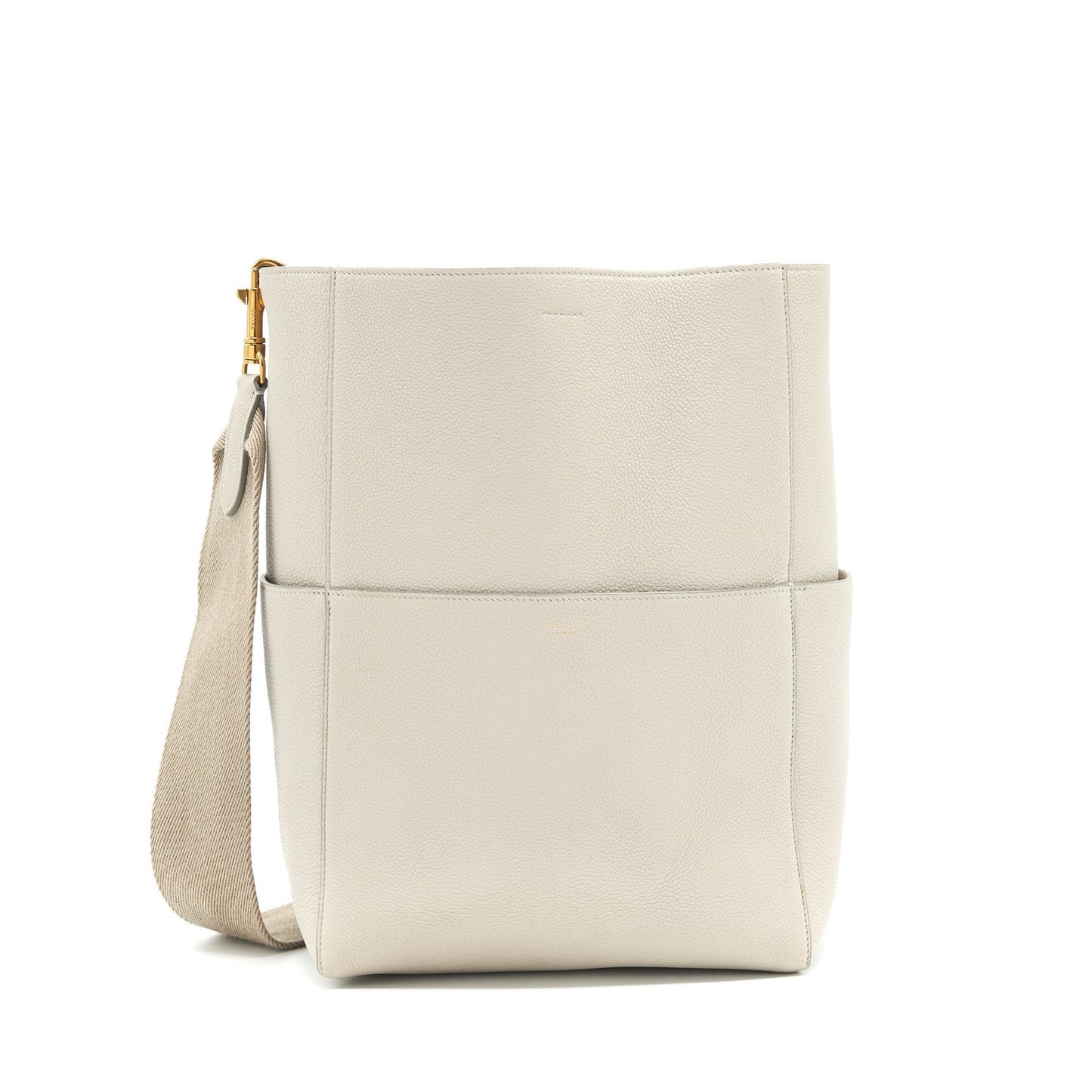 Celine Sangle Purse Grained Calfskin Clay Handbag Bucket Bucket Bag