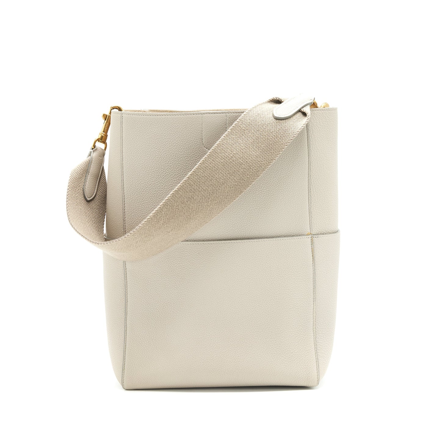 Celine Sangle Purse Grained Calfskin Clay Handbag Bucket Bucket Bag
