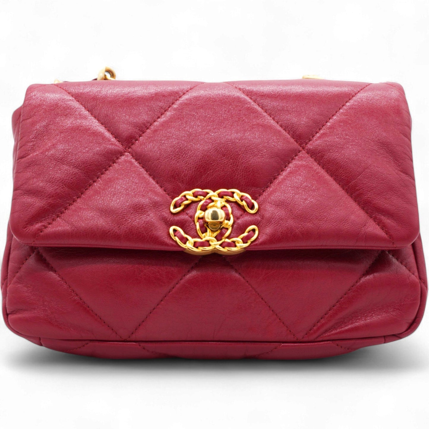 Lambskin Quilted Medium Chanel 19 Flap Red