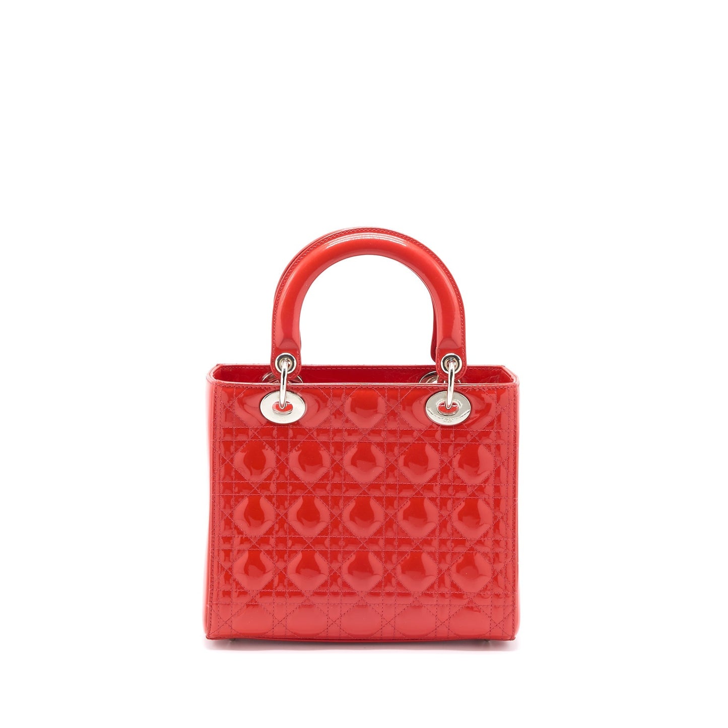 Dior Lady Patent Coral Handbag Medium Travel Bag