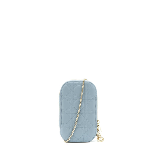 Dior Lady Tech Holder Lambskin Handbag Blue Travel Bag