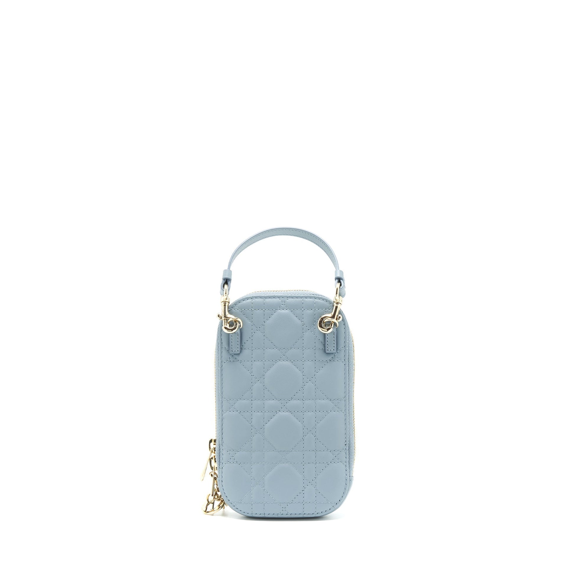 Dior Lady Tech Holder Lambskin Handbag Blue Travel Bag