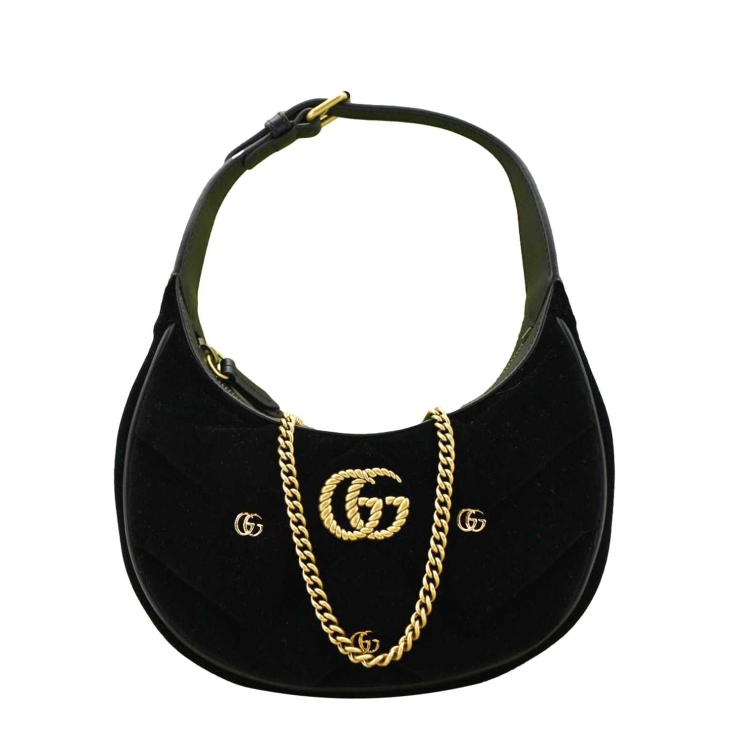 Gucci Marmont Half Moon Shoulder Bag Leather Black Moon 770983
