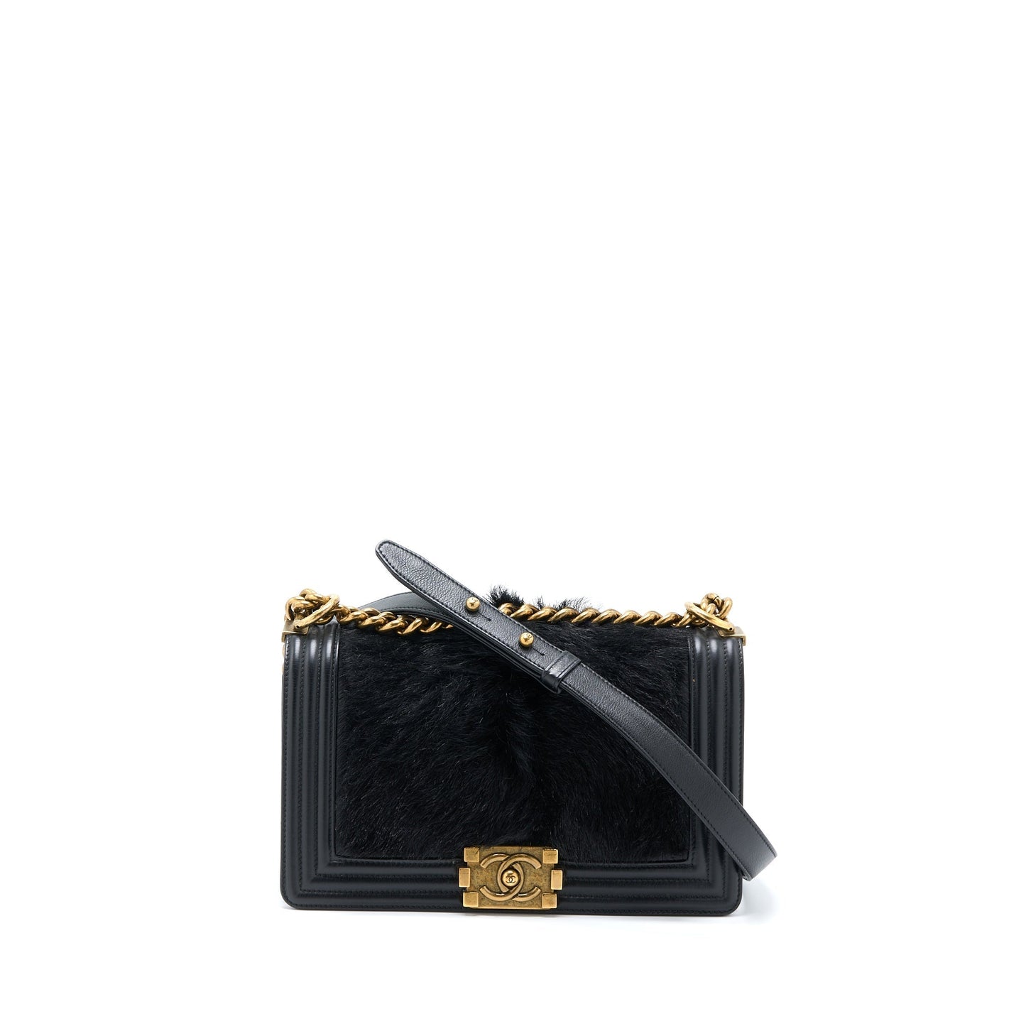 Chanel Boy Goathair Calfskin GHW Black Handbag