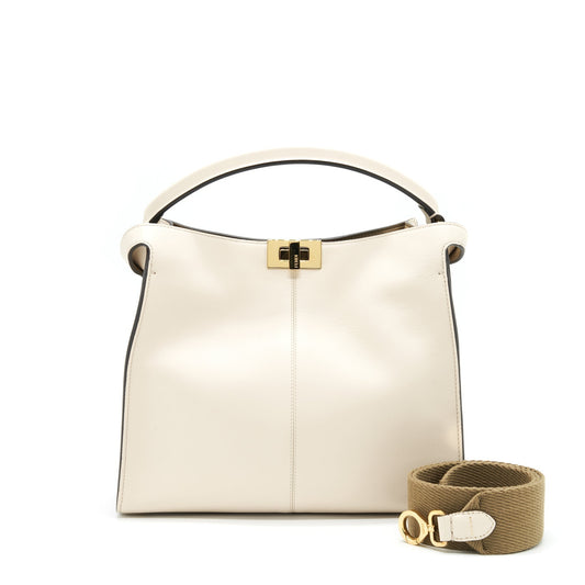 Fendi Peekaboo Lite Calfskin Camelia Handbag Travel Bag