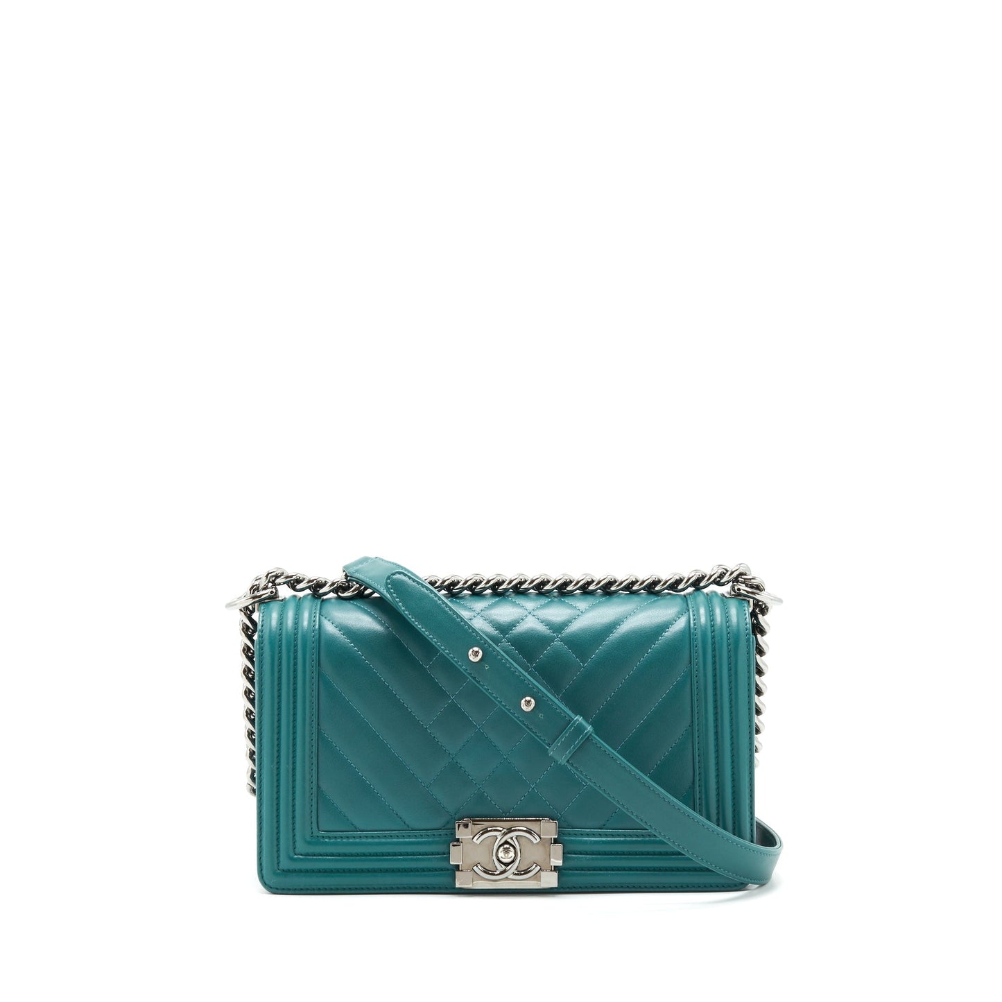 Chanel Boy lambskin SHW Green Handbag